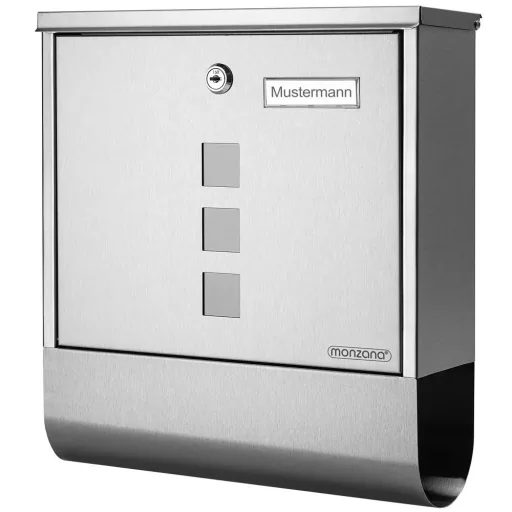 Briefkasten mit Zeitungshalter Edelstahl silber