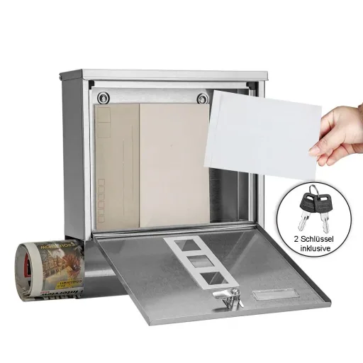 Briefkasten mit Zeitungshalter Edelstahl silber