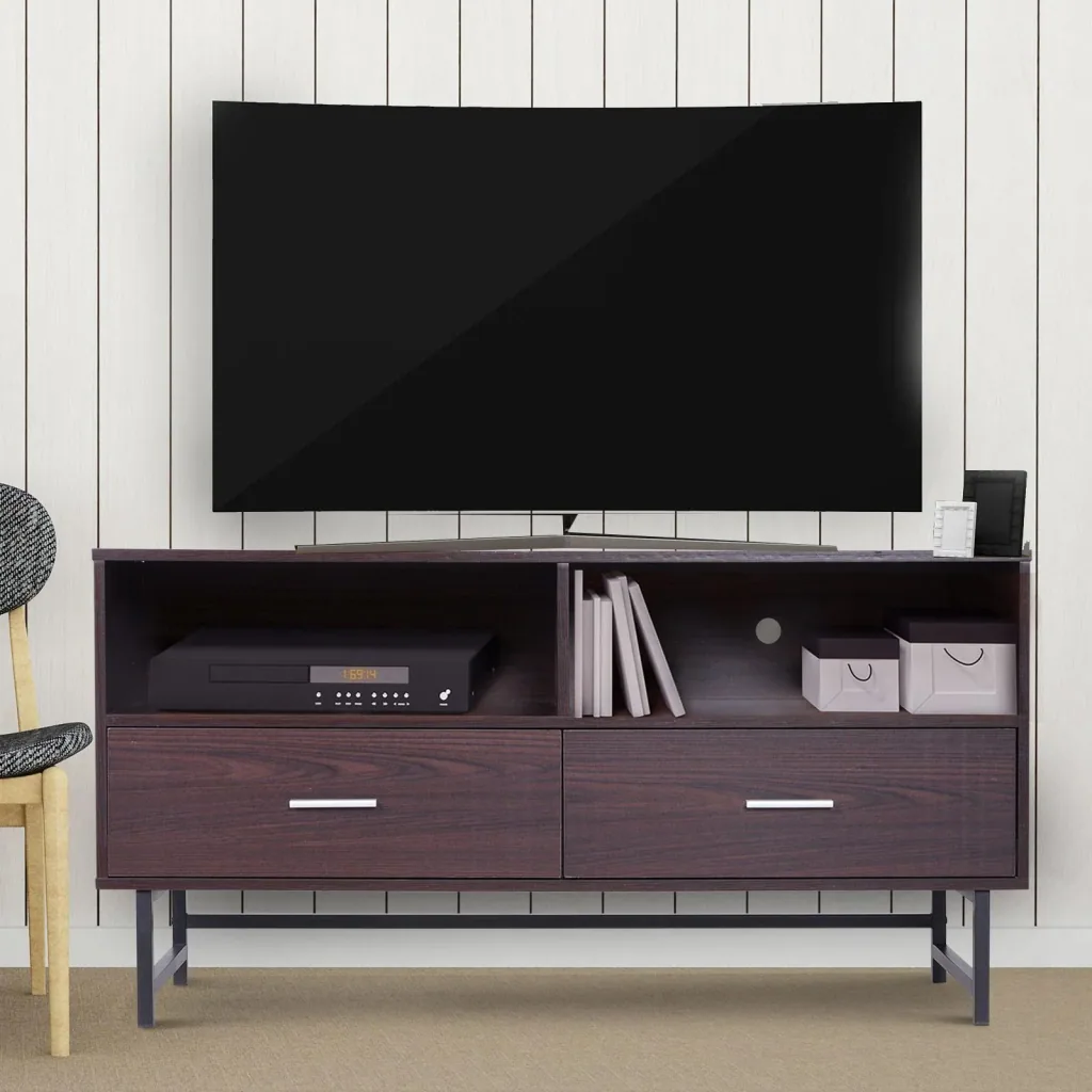 Fernsehtisch TV-kommode Unterschrank 2 x Schublade Holz Dunkelkaffee 120 x 39,5 x 60,5 cm