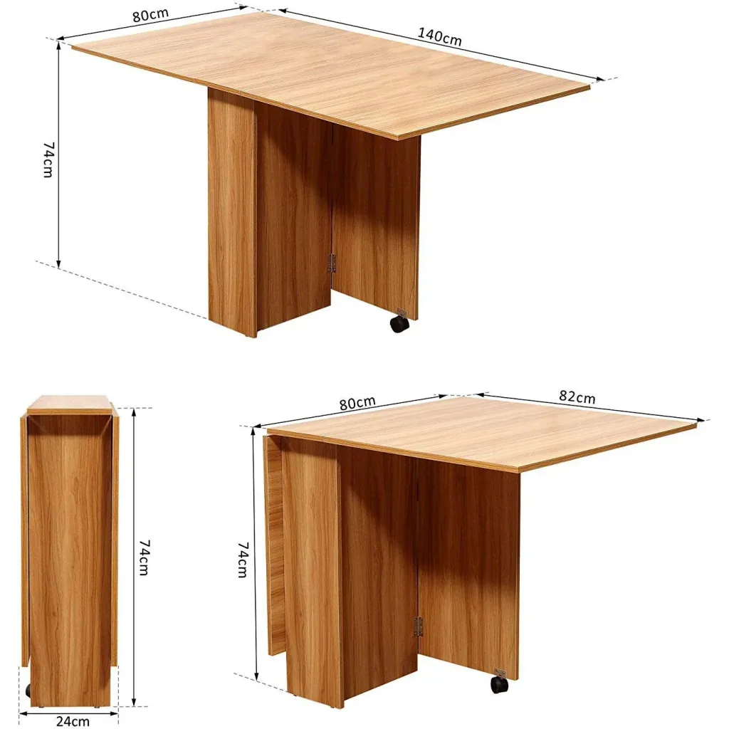 Klapptisch Schreibtisch Beistelltisch Ablagefläche mit Rollen Teakholz