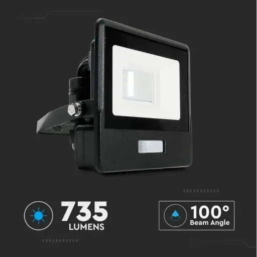 VT-128S LED-Flutlicht mit Sensor - 20 W - 1510 Lm - 6500K - Schwarz