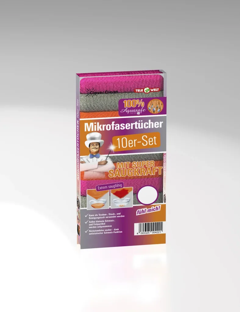 Mikrofasertücher-Set, 3 Farben im Set, 30 x 30 cm, 10-teilig