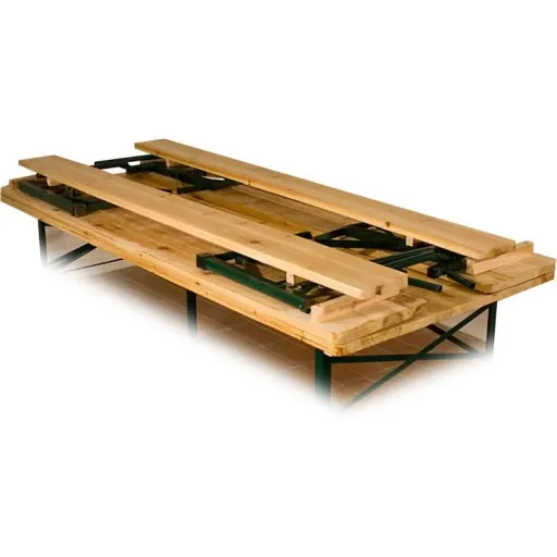 Bierbank-Set 3-teilig mit Rückenlehne & extra breitem Tisch 70cm