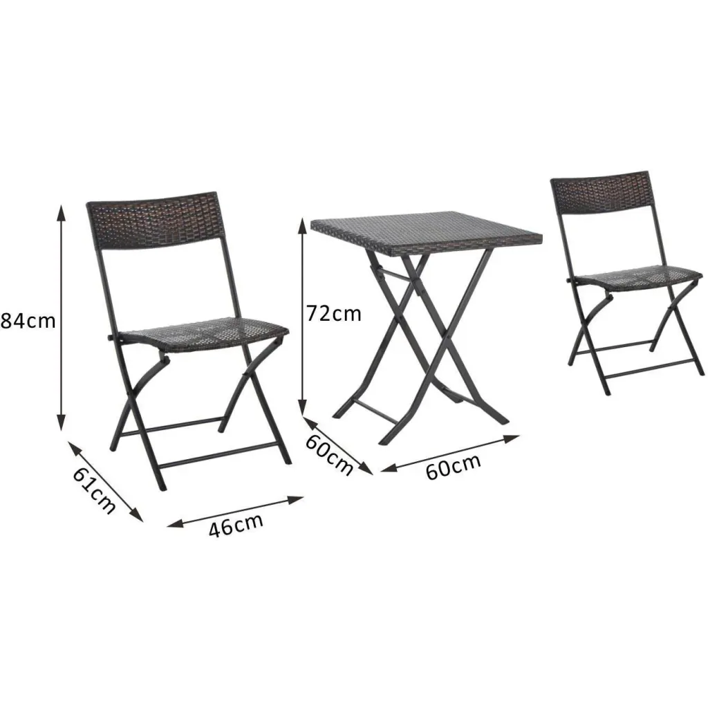 Bistroset Polyrattan 3 tlg, Sitzgarnitur Balkonset