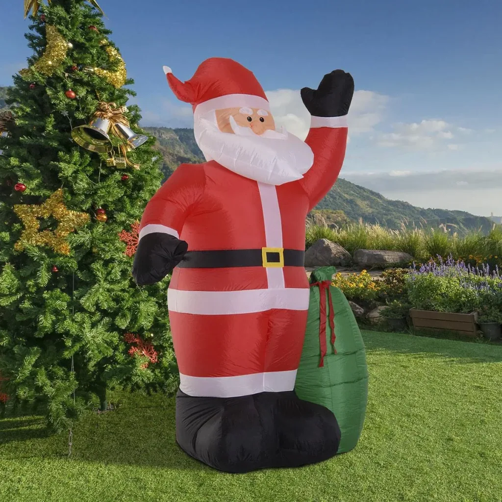Selbstaufblasbare Weihnachtsmann mit LED-Beleuchtung rot