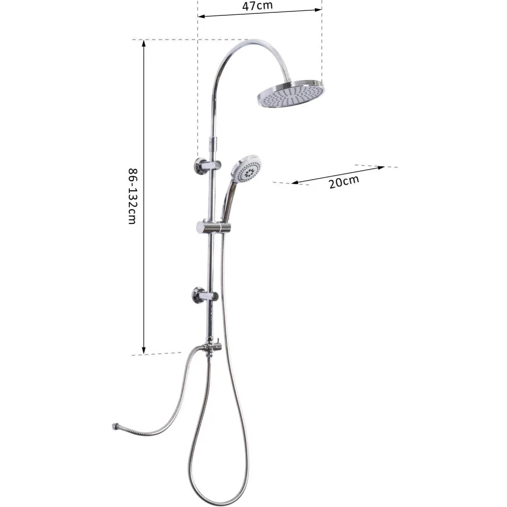 Regendusche Duschsystem Handbrause 3 Duschmodi höhenverstellbar Silber