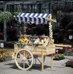 Marktwagen mit Baldachin weiß/blau
