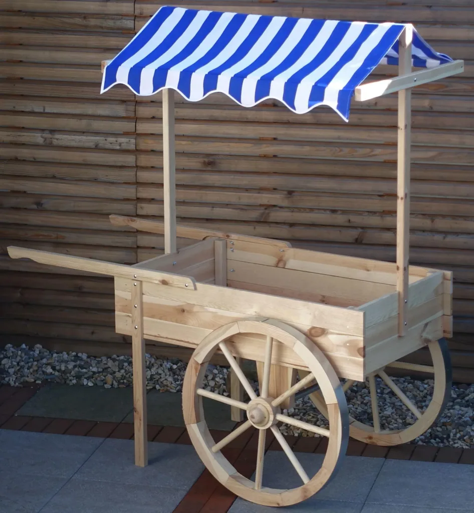 Marktwagen mit Baldachin weiß/blau