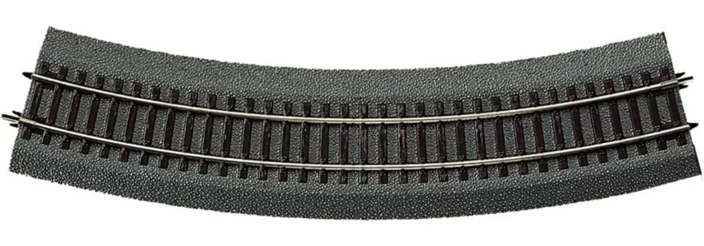 6 Stück Gebogenes Gleis R4 mit Bettung, Radius 481,2 mm, Bogenwinkel 30°