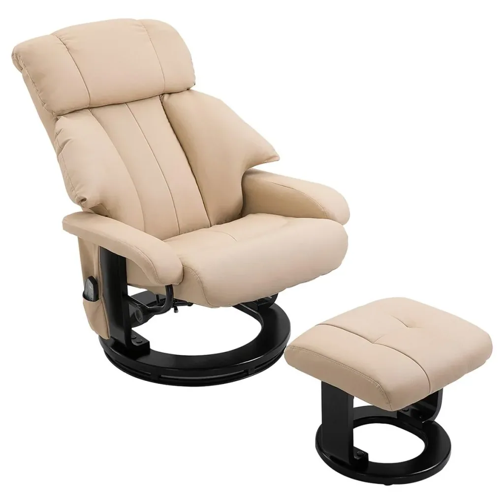 Massagesessel Fernsehsessel Sessel mit Hocker Massage mit Timer-Funktion Beige 76 x 80 x 102 cm