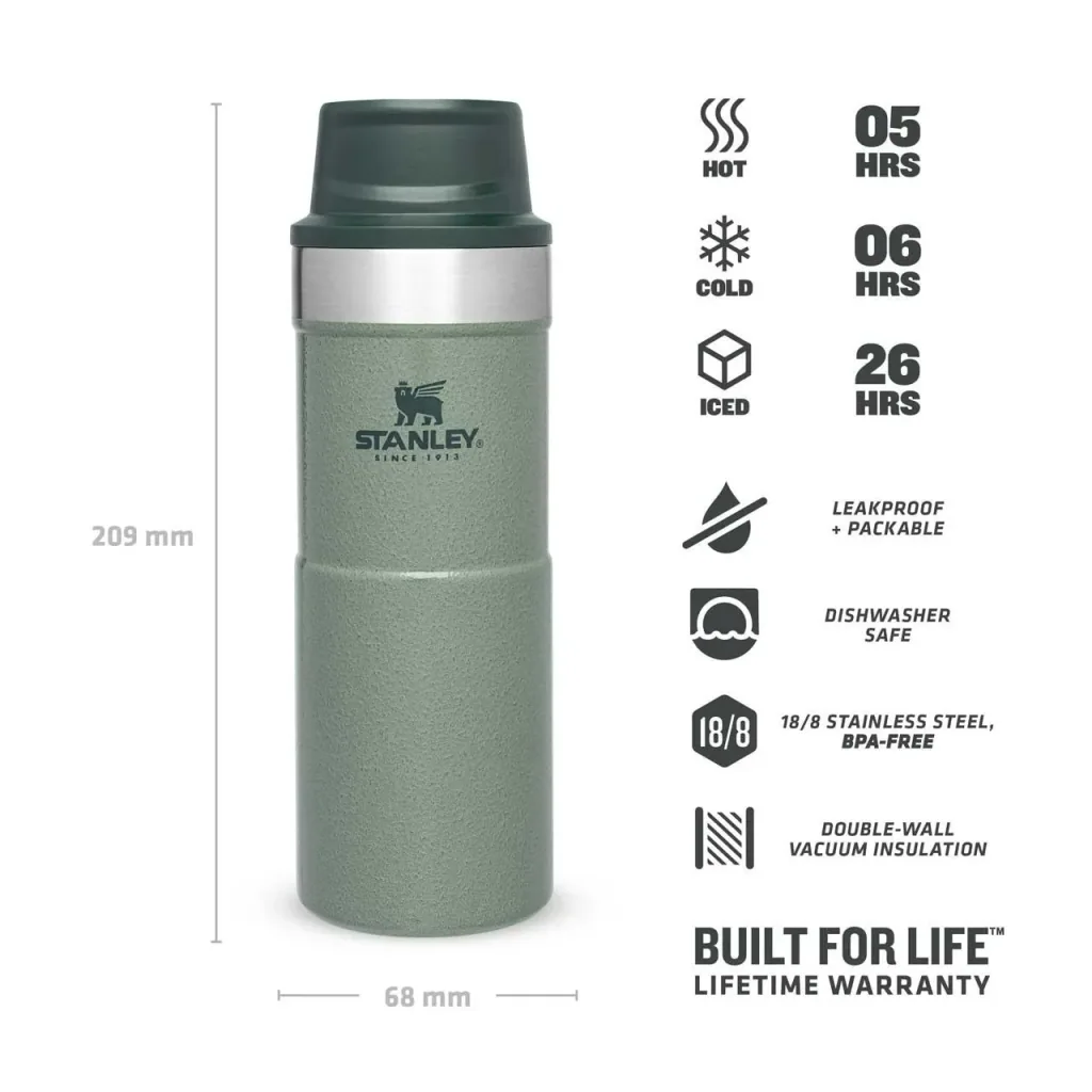 Trigger-Action Travel Mug 0,35 l, Hammertone Green, Vakuumisolierung, Einhandbedienung