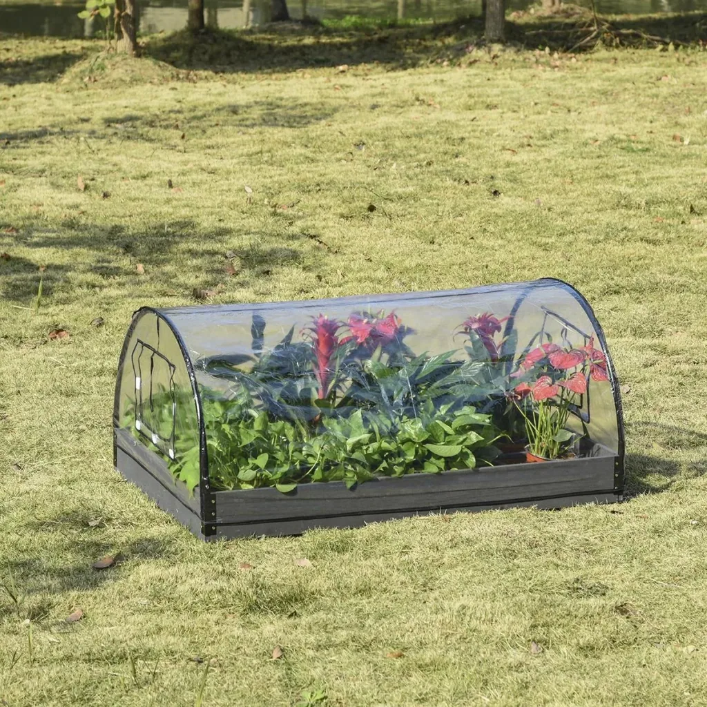 Gewächshaus mit Fenster 12 Gitter Treibhaus Tomatenhaus Frühbeet PVC Stahl Transparent 120 x 79 x 53 cm