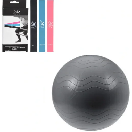 3er Set Widerstandsbänder - Latex + Yogaball - Inklusive Pumpe - 65 cm - Schwarz