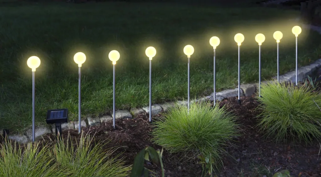 Solar Kugel Lichterkette mit Solarpanel, warmweiß