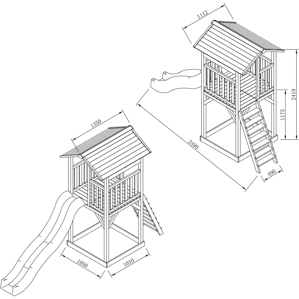 Beach Tower Spielturm - Graue Rutsche