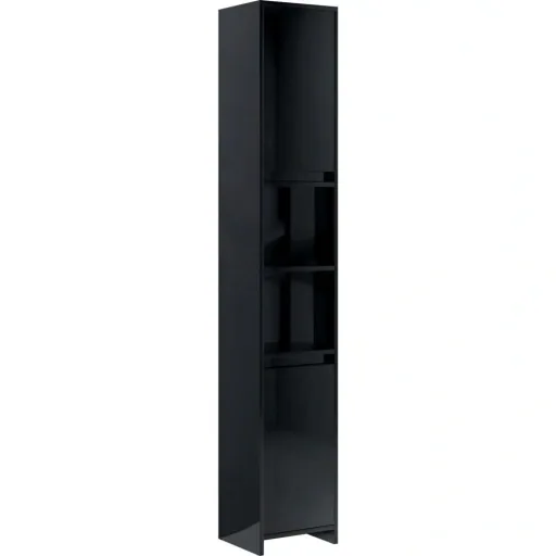 Badschrank 30x30x183,5 cm Spanplatte Hochglanz schwarz