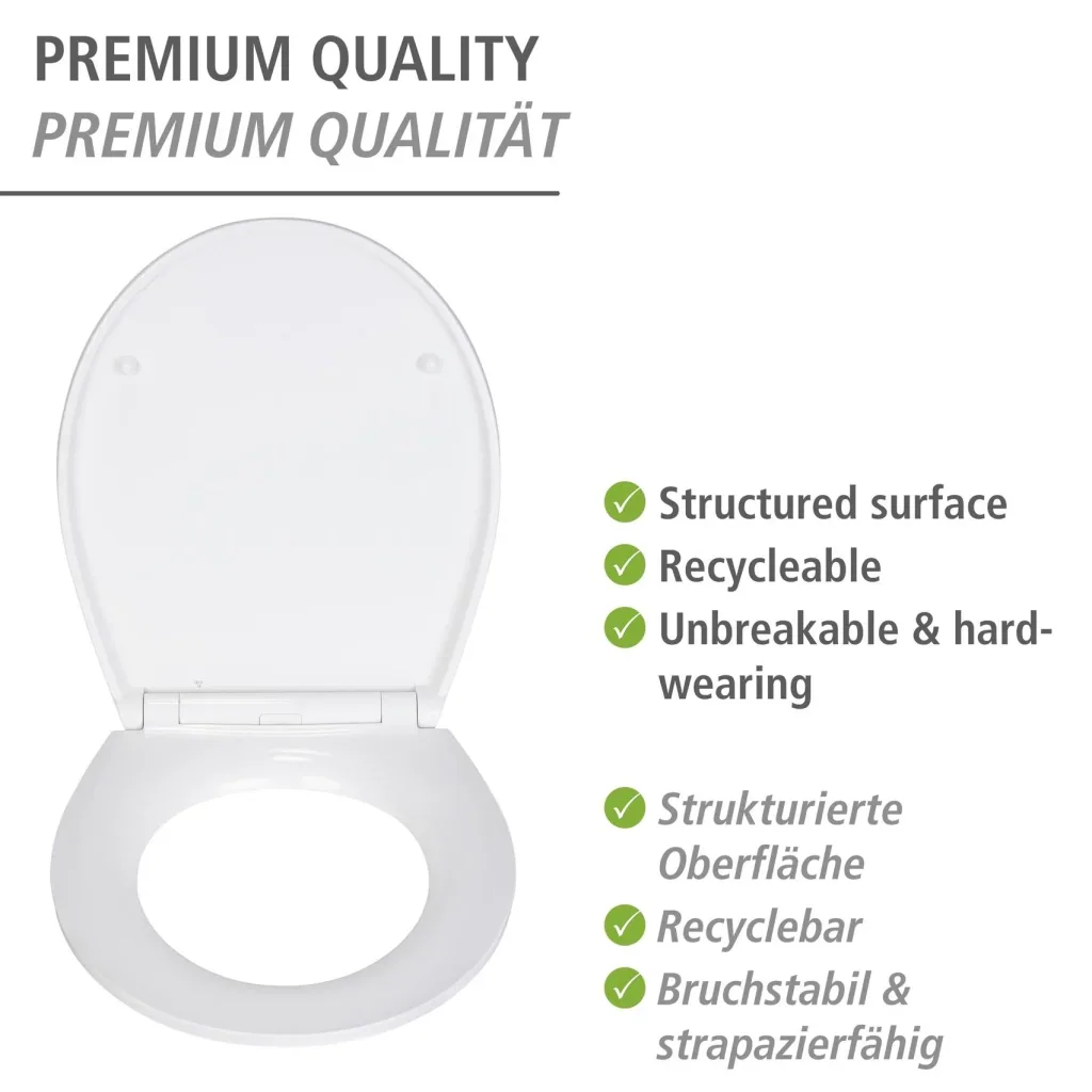 Premium WC-Sitz Big Leaves mit Relief, aus antibakteriellem Duroplast, mit Absenkautomatik