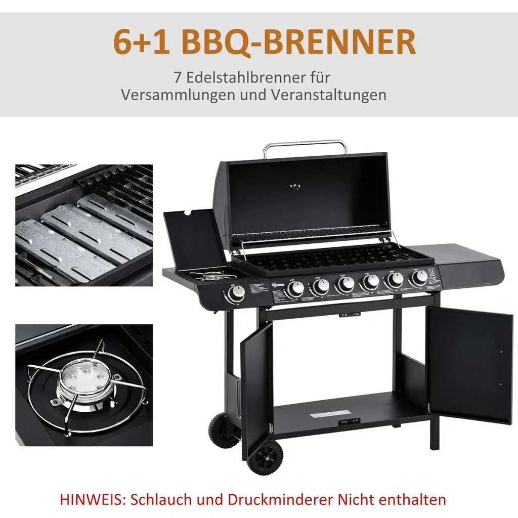 Grillwagen mit Ablageschrank schwarz