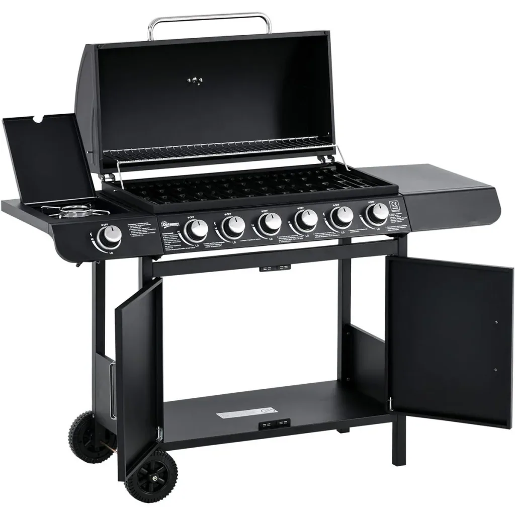 Grillwagen mit Ablageschrank schwarz