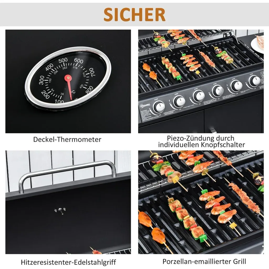 Grillwagen mit Ablageschrank schwarz