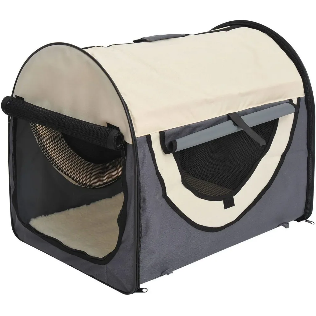 Hundebox XXL faltbare Hundetransportbox Autokorb dunkelgrau-creme (97x71x76 cm)