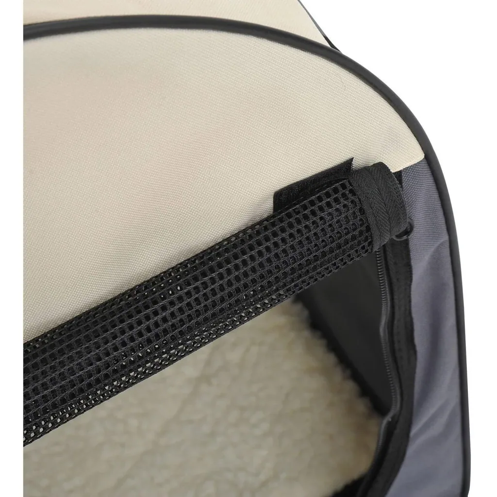Hundebox XXL faltbare Hundetransportbox Autokorb dunkelgrau-creme (97x71x76 cm)