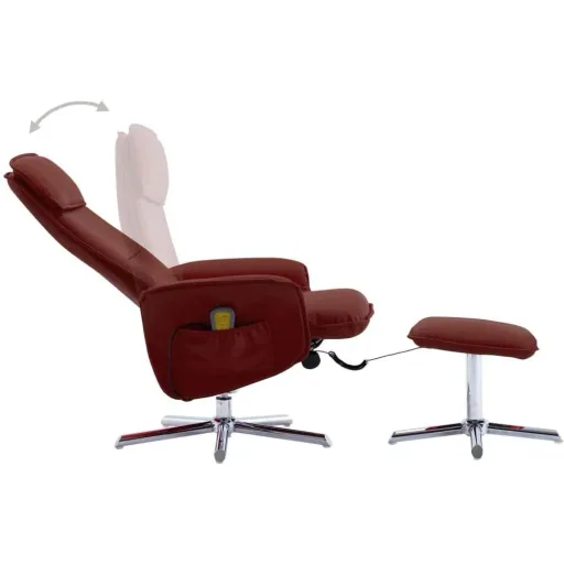 Massagesessel verstellbar mit Fußhocker Kunstleder weinrot