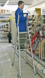 Alu Stufen Stehleiter mit 12 Stufen, Leiter fahrbar