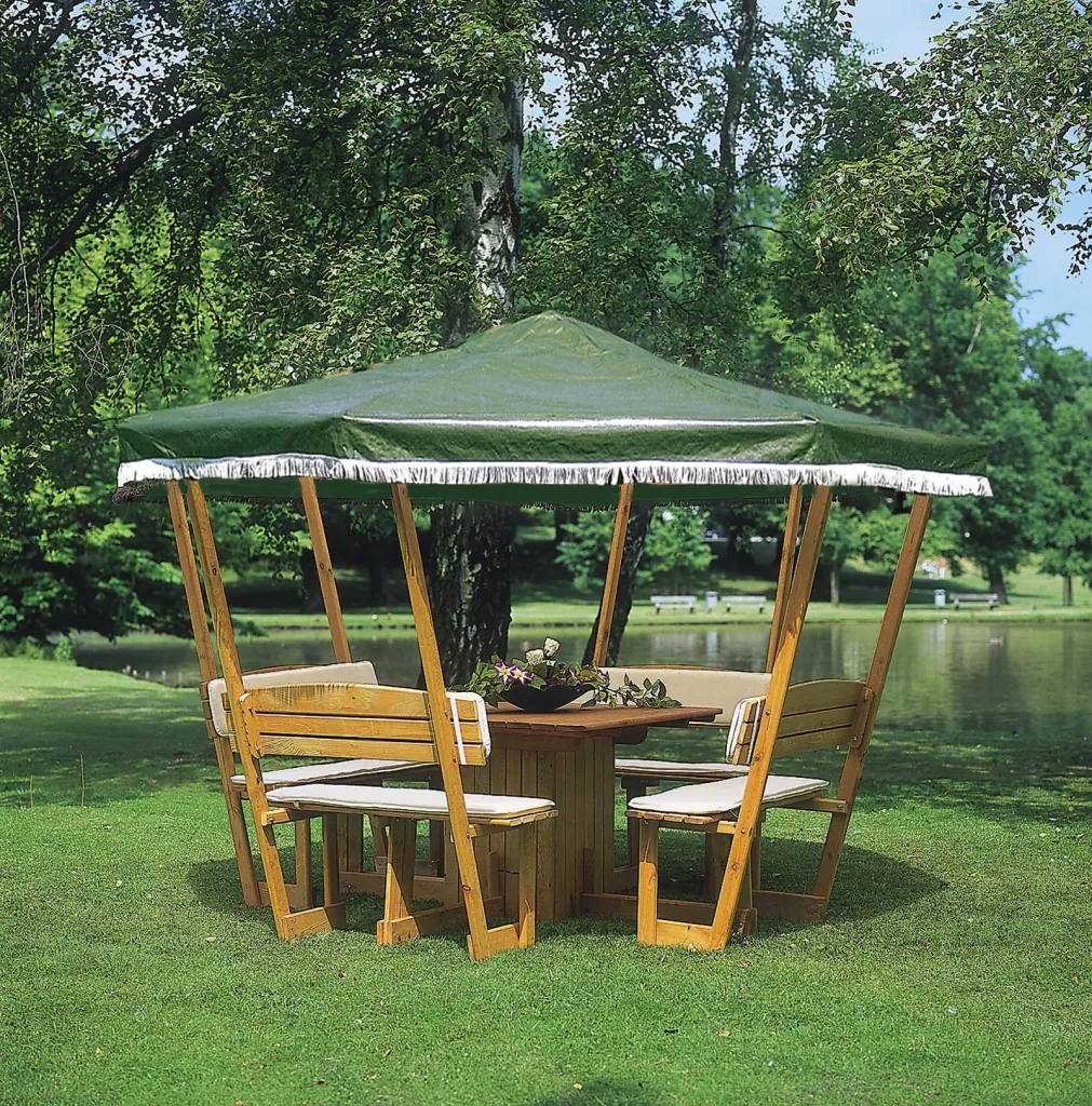 Pavillon Rosenheim mit grünem Dach, Set komplett