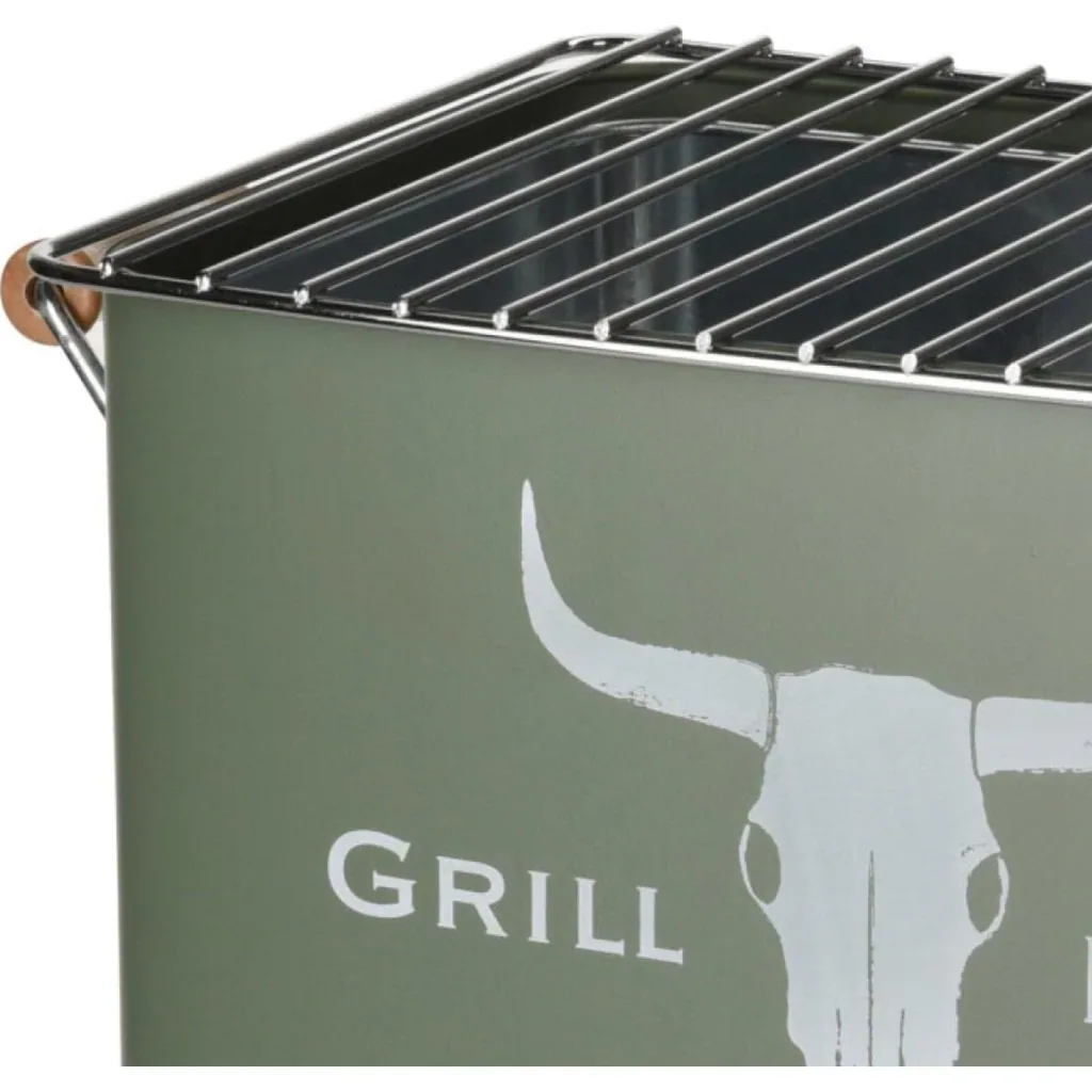 Grill King Holzkohlegrill Rechteckig - Mattgrün - 32x20x20 cm