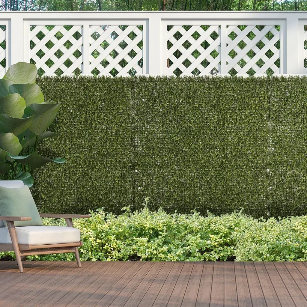 12 Stück künstliches Pflanzenwand Hecke 50x50 cm UV-Schutz Sichtschutz Schwimmer Gras Design Heckenpflanze für Garten Ou