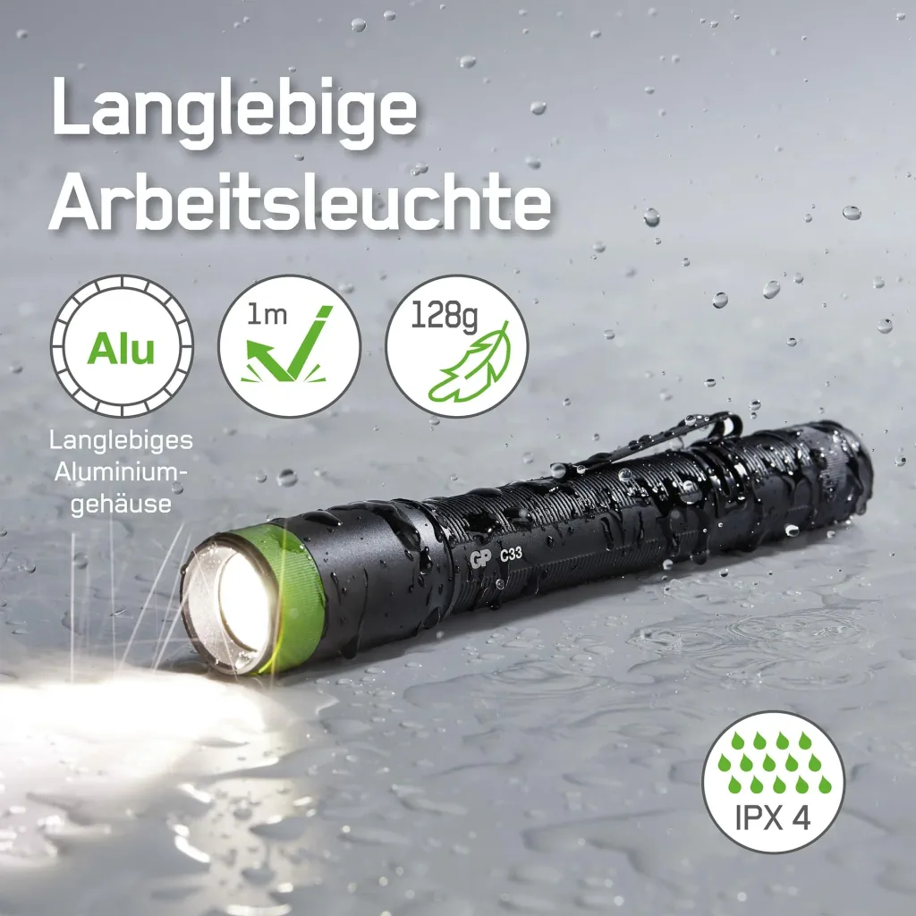 DISCOVERY Clip Arbeitsleuchte mit zusätzlicher, seitlicher COB Lichtleiste und Magnetbefestigung, 180 Lumen, IPX4
