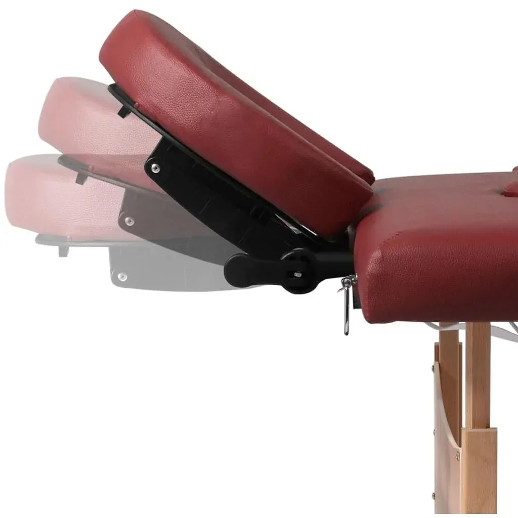 Zusammenklappbare Massageliege mit Holzrahmen (vierteilig / rot)