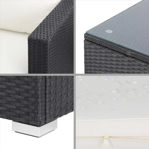 Polyrotan Lounge-Set 16-Sitzer - Schwarz