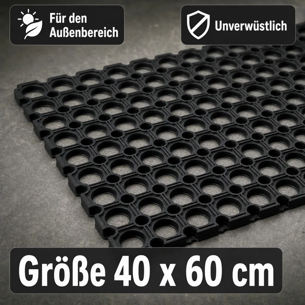 Gummi Ringmatte 40 x 60 cm - Rutschfeste Fußmatte