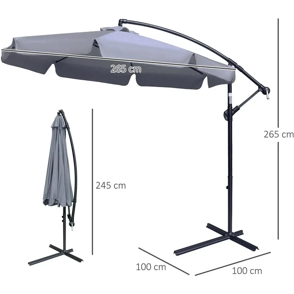 Sonnenschirm mit Handkurbel Ø2,65 x 2,65H m Dunkelgrau