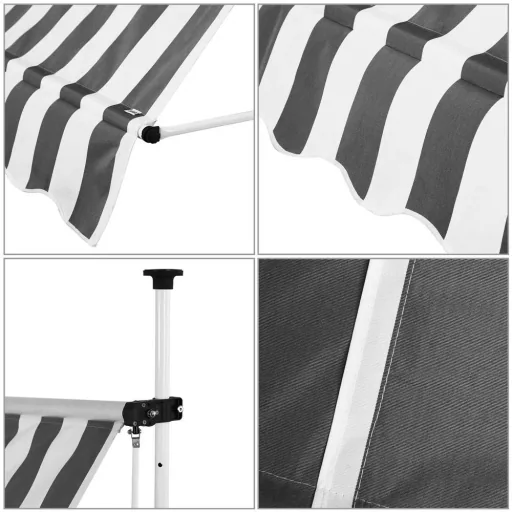 Klemmmarkise Weiß/Grau 200cm