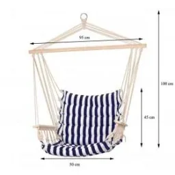 Pro Garden Hängesessel - Hängematte - Schaukelstuhl - für 1 Person - Outdoor - Marineblau/Weiß - 50x45x100cm