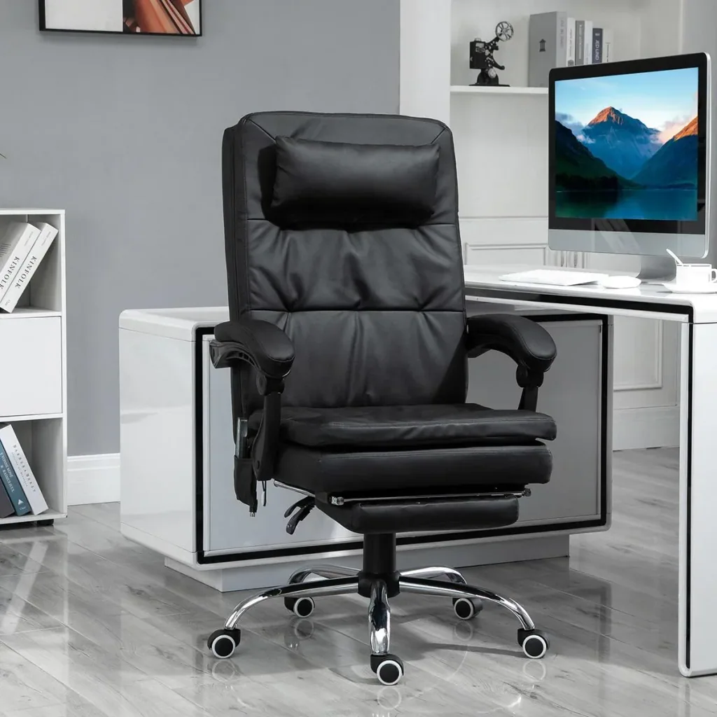 Massagesessel Chefsessel mit Massagefunktion 7 Vibrationsmassagepunkte höhenverstellbarer Drehstuhl Bürostuhl mit Fußstü