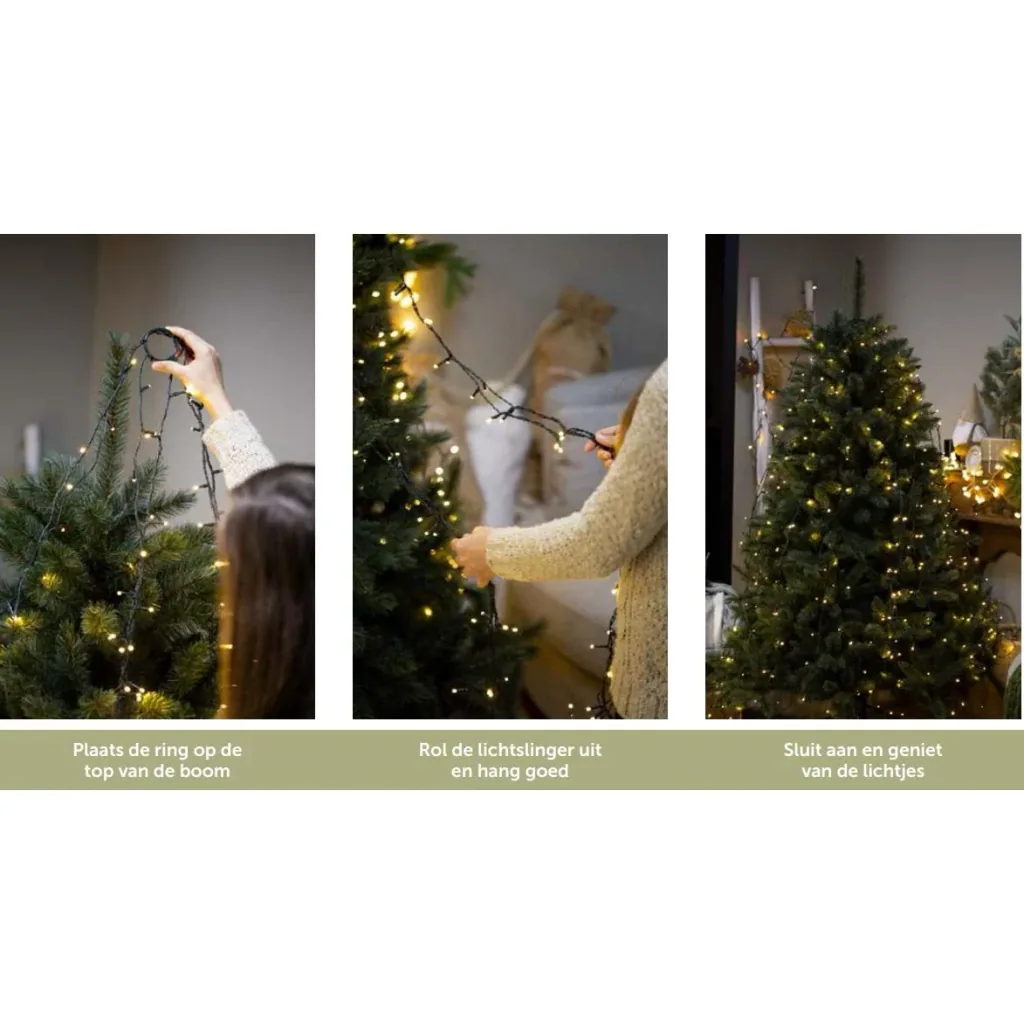 Vellight Weihnachtsbeleuchtung - für Weihnachtsbäume bis zu 180 cm - 220 LEDs - Warmweiß - Innen & Außen