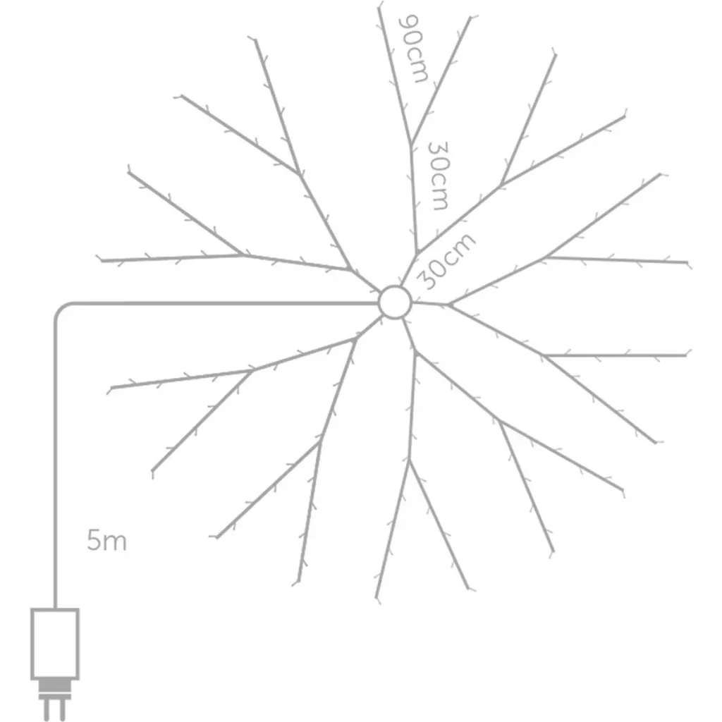 Vellight Weihnachtsbeleuchtung - für Weihnachtsbäume bis zu 180 cm - 220 LEDs - Warmweiß - Innen & Außen