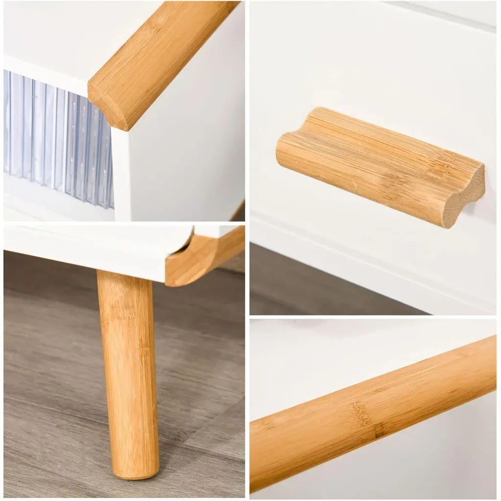 TV Schrank mit 2 Schubladen und offenen Regalfächern Weiß