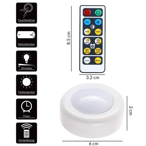 LED-Lampe 6er-Set Skab White mit Fernbedienung
