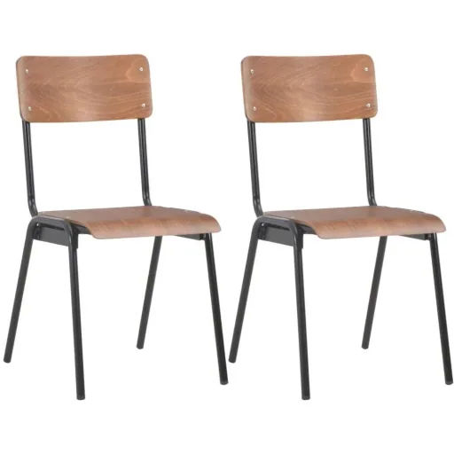 Esstischstühle 2tlg. massiv Sperrholz Stahl braun