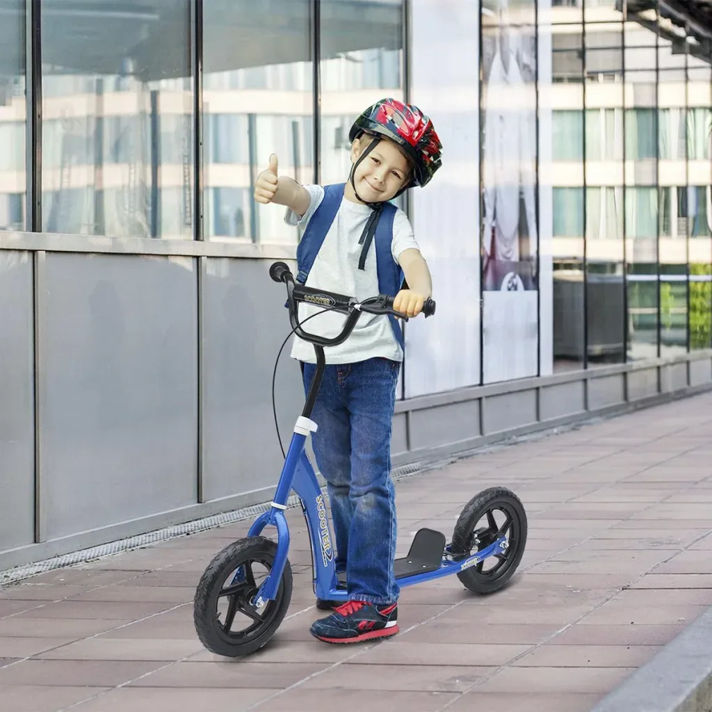 Kinderroller Scooter Tretroller Cityroller Kinder Roller Kickboard 12 Zoll Blau 120 x 52 x 80-88 cm
