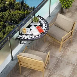 Mosaik-Balkontisch, schwarz und weiß