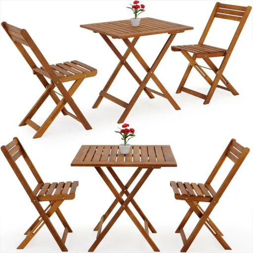 3-teiliges Akazienholz-Balkonset - 2 Stühle und 1 Tisch