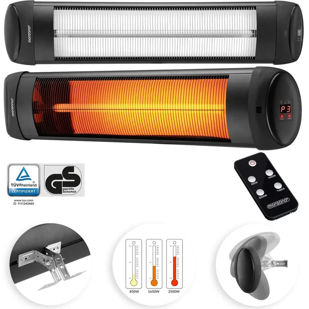 Infrarotheizung - 2500W - mit Zeitschaltuhr und Fernbedienung