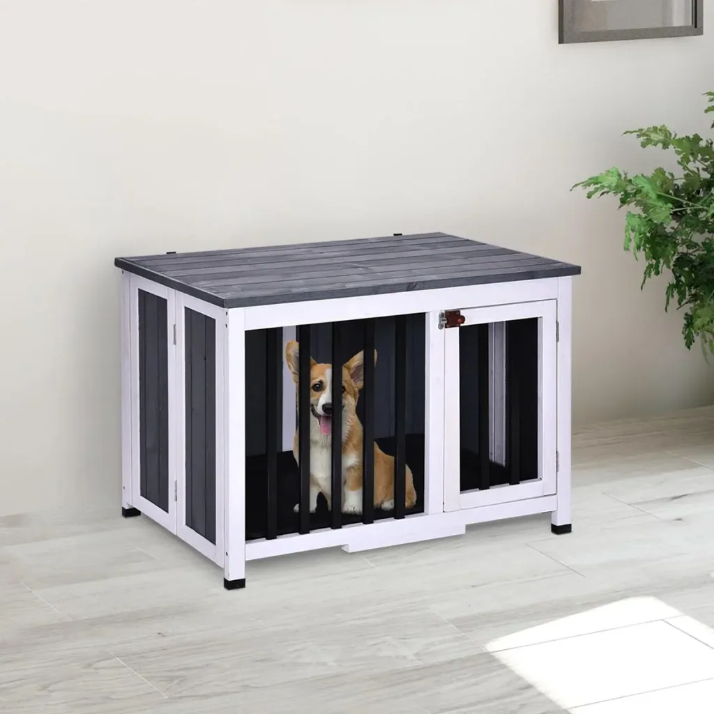 Faltbarer Hundekäfig grau/weiß