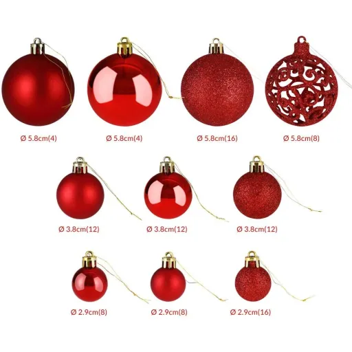 Weihnachtskugeln - Christbaumschmuck - Rot 100 Stück.